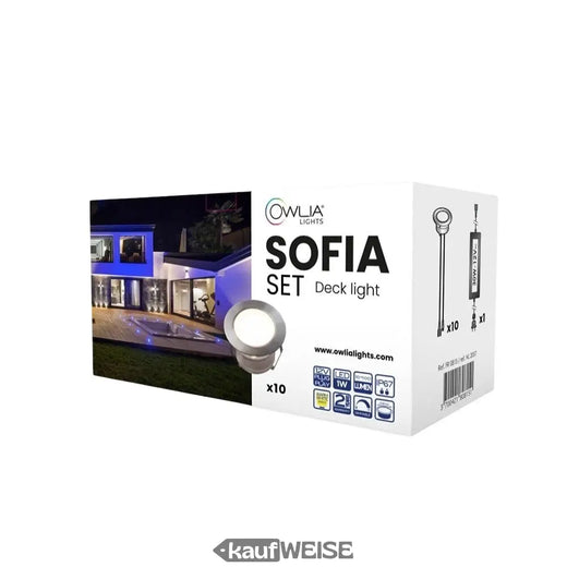 LED terases apgaismojums (10 gab. komplekts) | IP67 ūdensizturīgs | Silti balta (2800K) | Owlia SOFIA