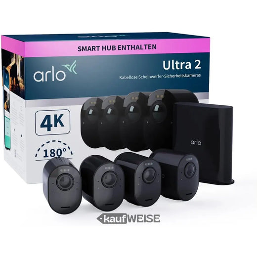 Arlo Ultra 2 4K drošības sistēma ar 4 kamerām (melna)