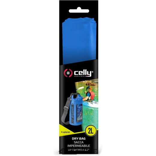 Celly Explorer Dry Bag 2L | Ūdensizturīgs mobilā telefona nodalījums (pieskāriens) | Plecu siksnas un ruļļa aizdare | Ārā