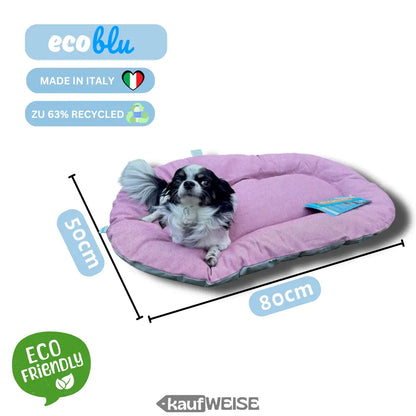 Rosa Hundebett mit Hund, recycelt aus Italien, perfekt für Hunde und Katzen