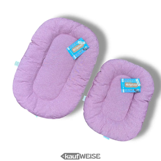 Ovales Hundebett in Rosa mit hellgrauer Unterseite – recycelt, Made in Italy