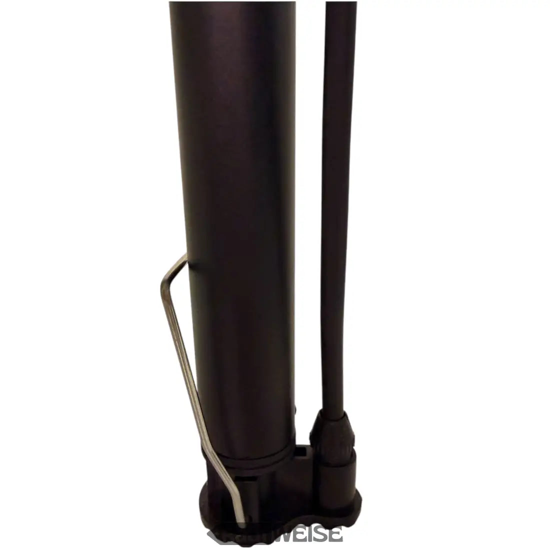 Schwarze LeiPoS Mini-Stand-Fahrradpumpe, tragbar und teleskopierbar mit 3 Adaptern