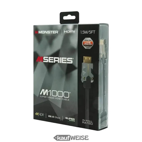 Monster M1000 Ultra HD HDMI kabelis (1,5 m) | 4K HDR10 | Ātrdarbīgs 18 Gb/s | V-Grip™ savienotājs