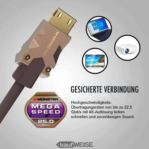 Monster M2000 HDMI kabelis 5m | 25Gbps hiperātrums| UHD 4K HDR10+ | V-Grip zelta kontakti