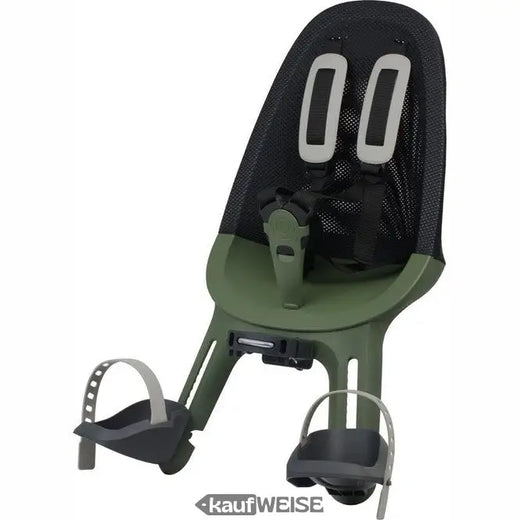 Qibbel Air priekšējais velosipēda sēdeklis, melns/zaļš | Stiprinājums uz stūres | 9 mēneši - 3 gadi (15 kg) | Tīkla atzveltne