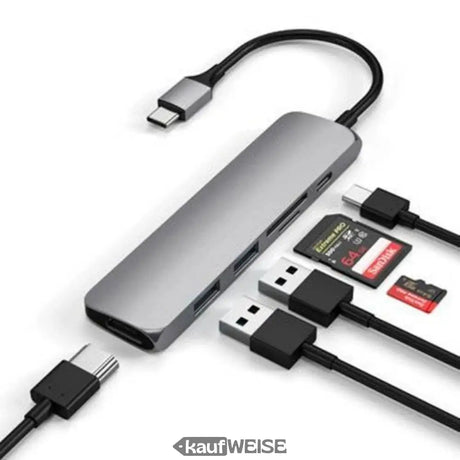 Satechi V2 Slim USB-C vairāku portu adapteris | 4K 60Hz HDMI un 60W PD | Kosmosa pelēks