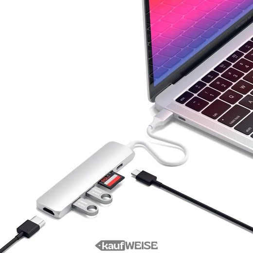 Satechi V2 Slim USB-C vairāku portu adapteris | 4K 60Hz HDMI un 60W PD | Sudrabs