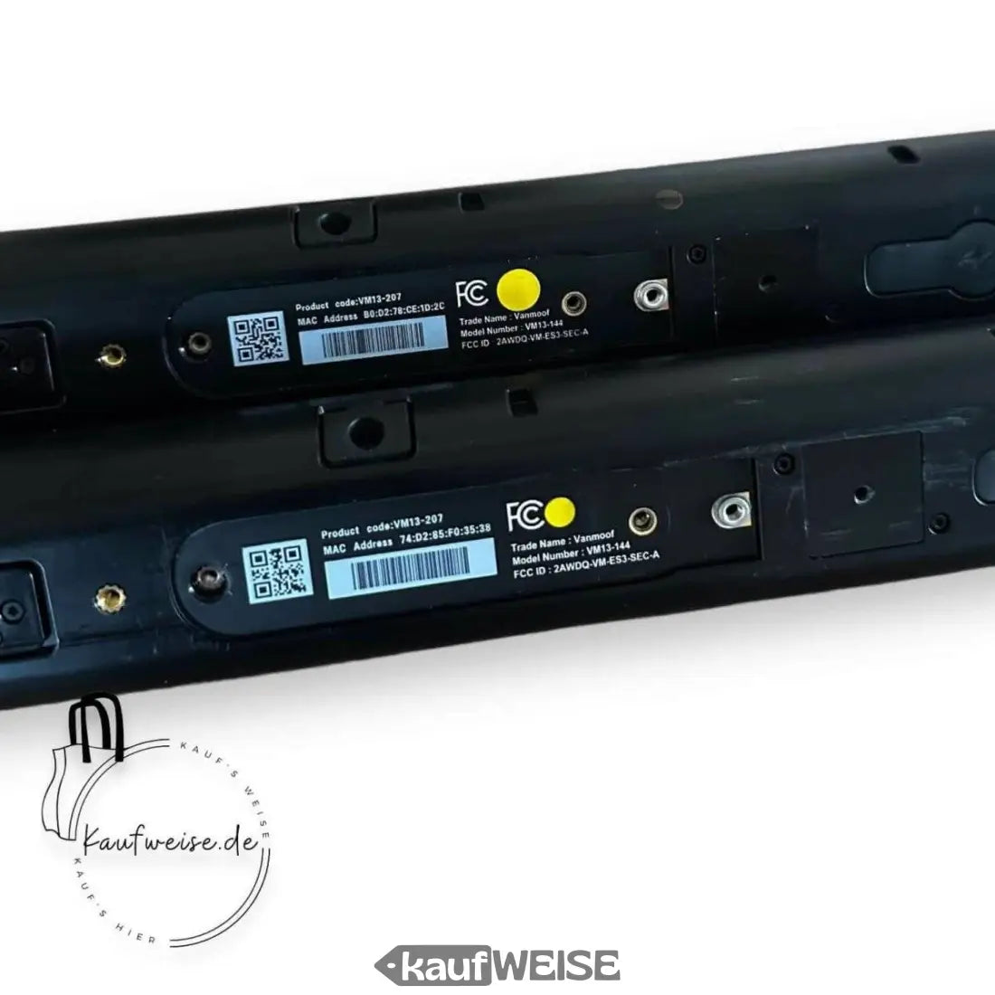 Schwarze Soundbars mit Etiketten für VanMoof S3 Smart Cartridge E-Bike Ortung